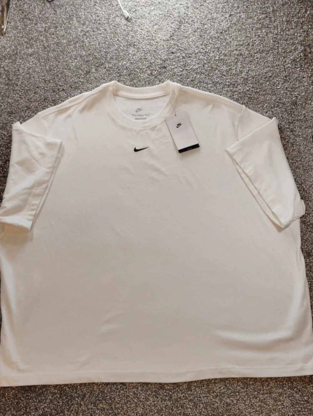 Nike White Short Sleeve Dri-FIT Crew with Small Black Swoosh